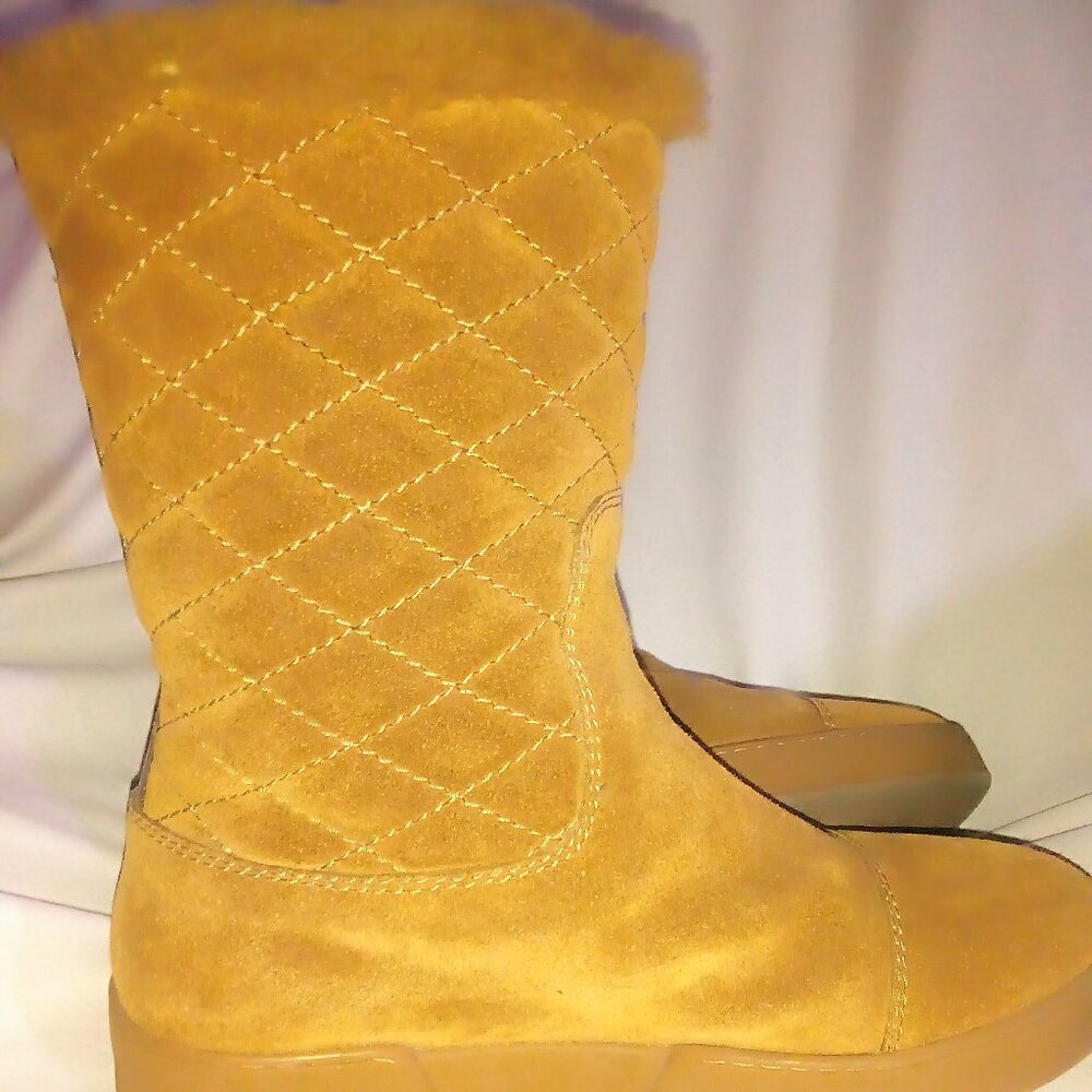 Louis Vuitton Quilted Suede Winter Boots with Plush Cuff